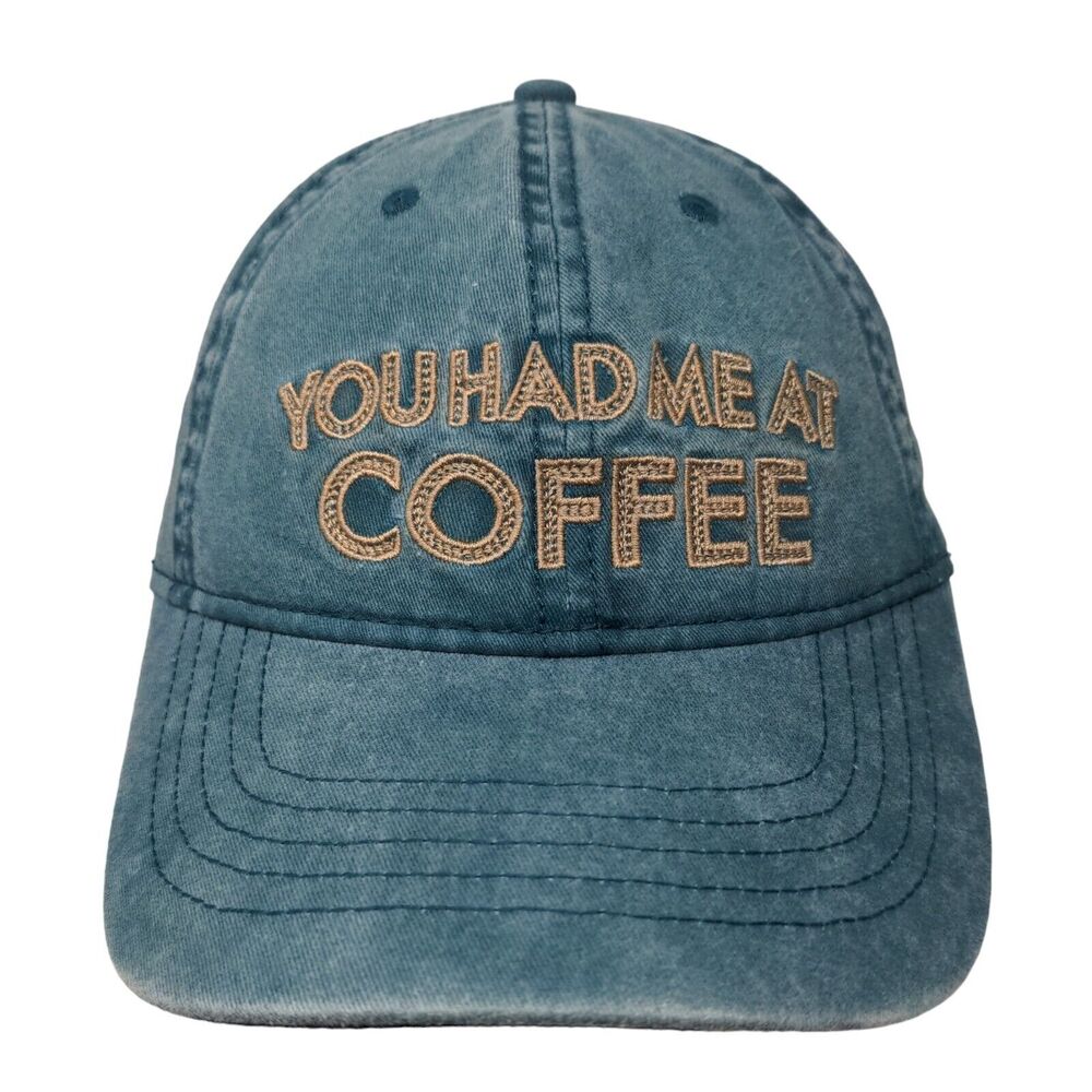 Unbranded Men's Slideback Hat Green Blue OSFM Embroidered You Had Me At Coffee